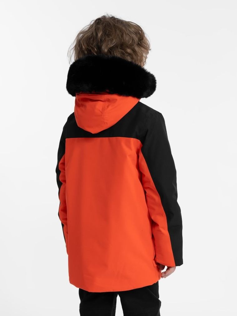 Kurtka chłopięca z kapturem, czerwona, 4F