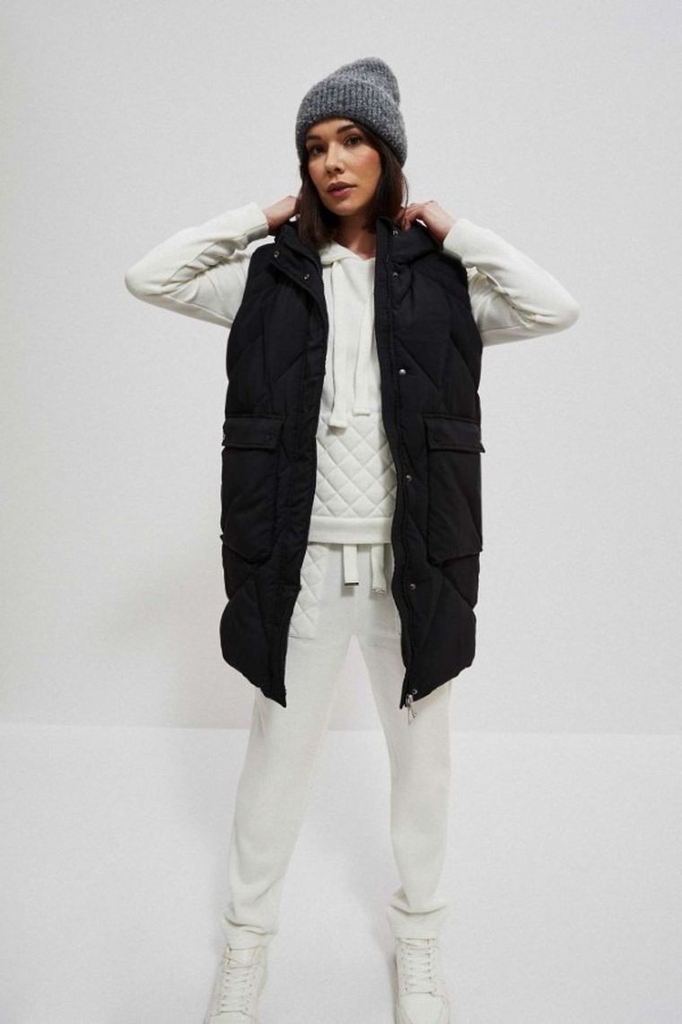 Kurtka damska z kapturem, 2w1, czarna, Moodo