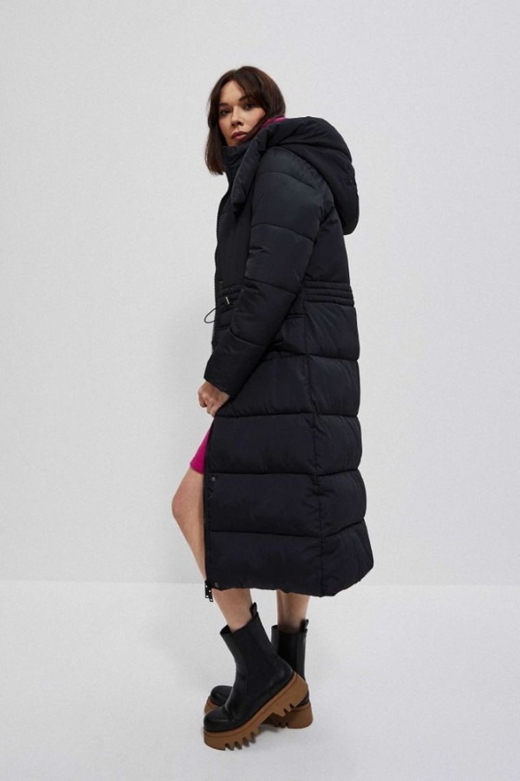Kurtka damska z kapturem, czarna, Moodo