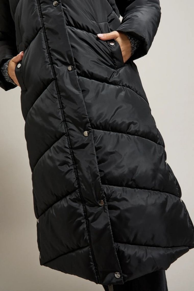 Kurtka damska z kapturem, czarna, Moodo