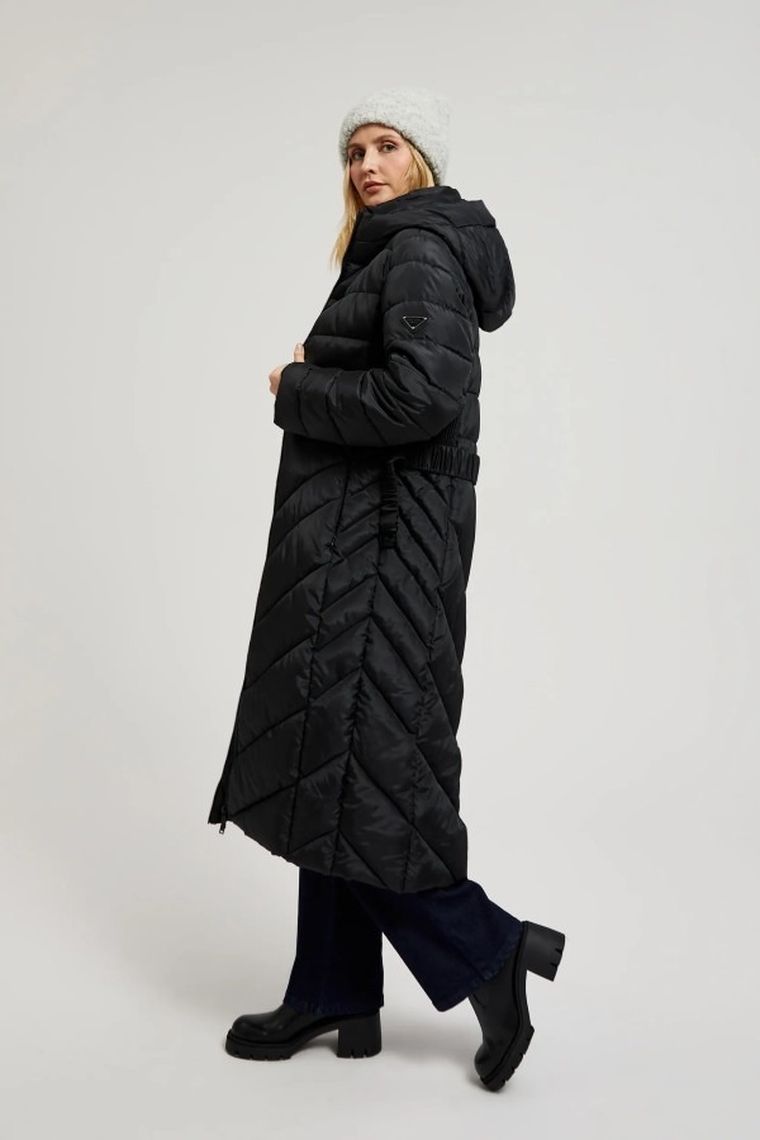 Kurtka damska z kapturem, czarna, Moodo