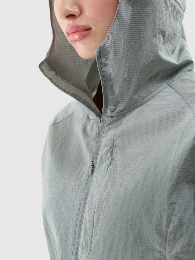 Kurtka damska z kapturem, do biegania, szara, 4F