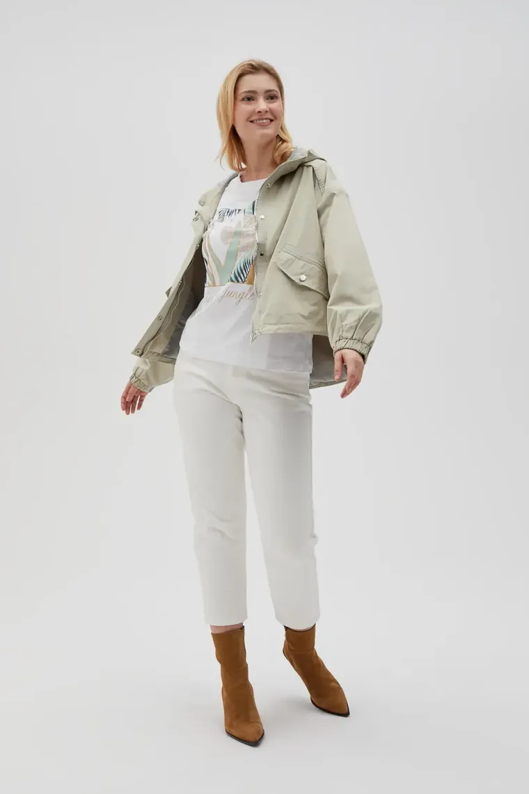 Kurtka damska z kapturem, khaki, Moodo