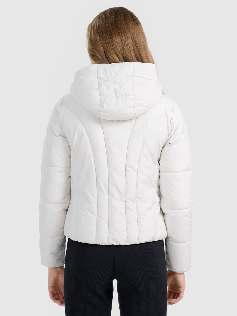 Kurtka damska z kapturem, ocieplana, szara, 4F