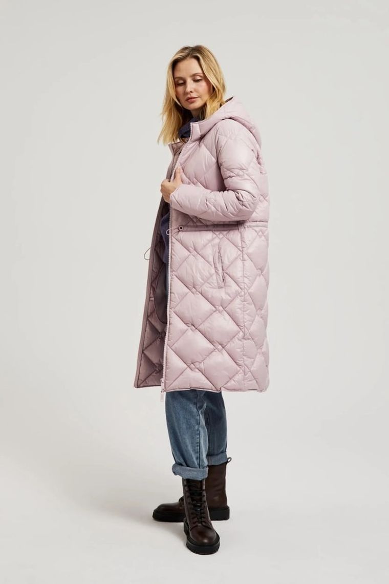 Kurtka damska z kapturem, różowa, Moodo