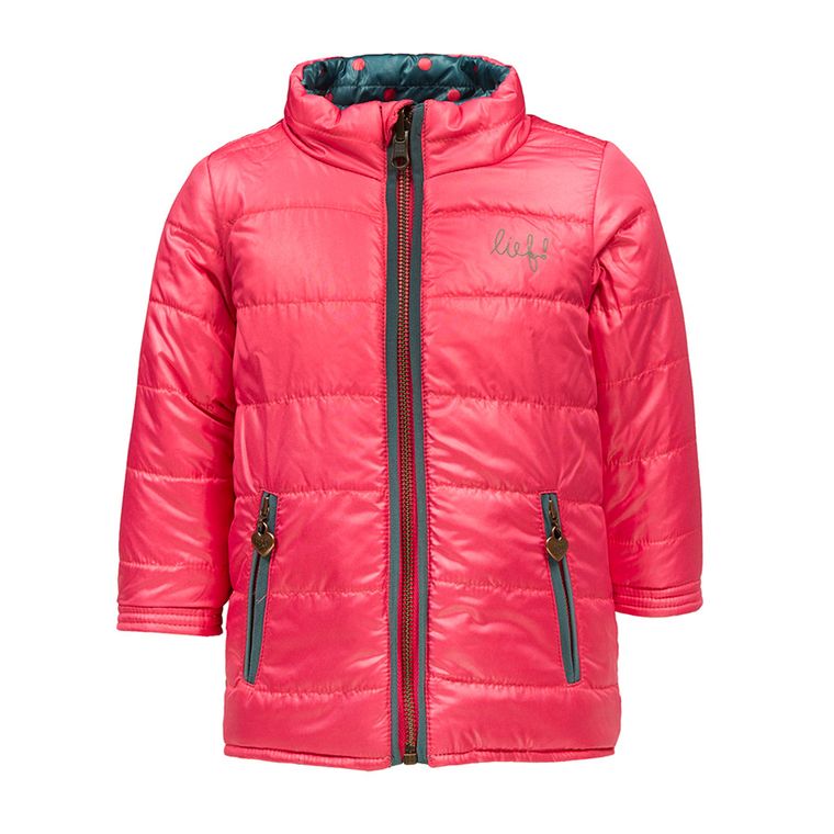 Kurtka dziewczęca jesienna dwustronna, zielona, różowa, Lief