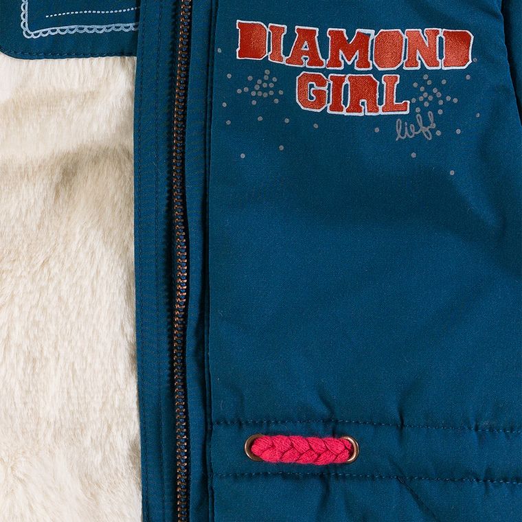 Kurtka dziewczęca z kapturem, niebieska, Lief