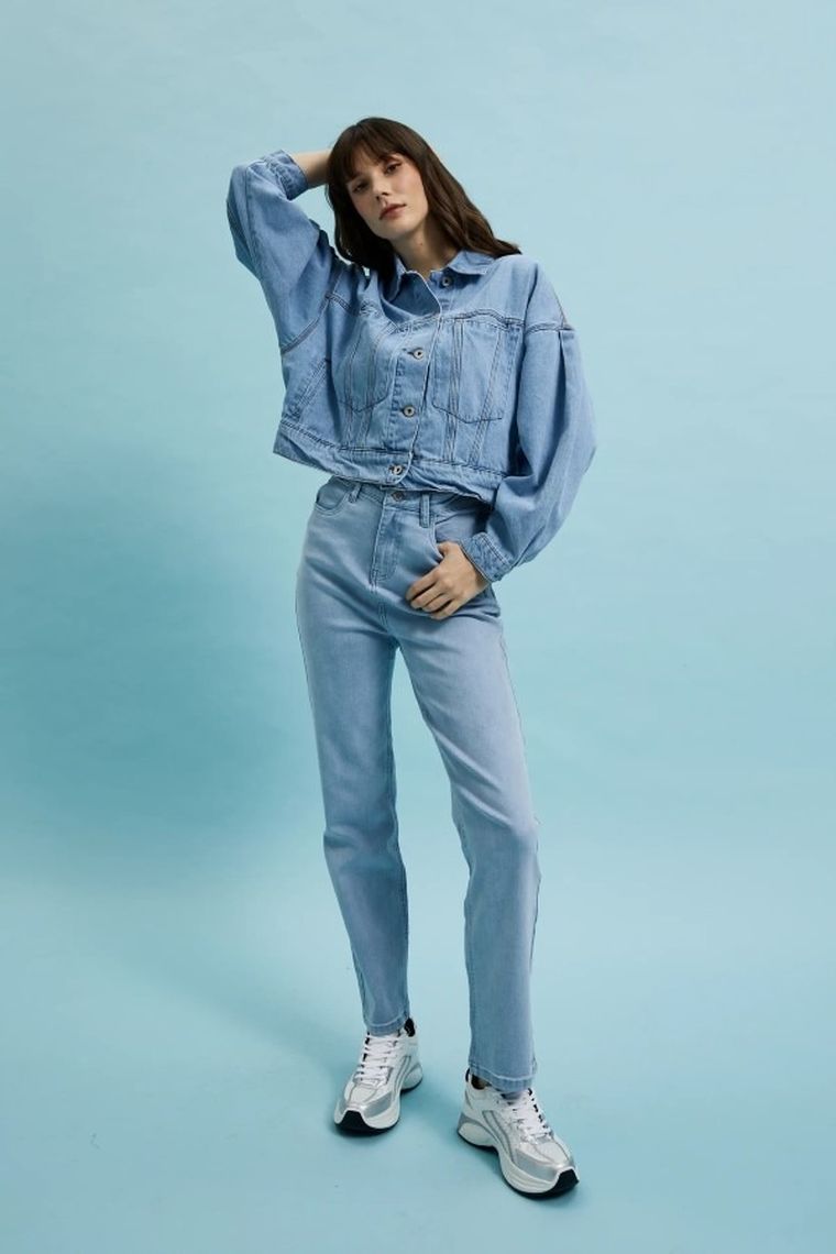 Kurtka jeansowa damska, niebieska, Moodo