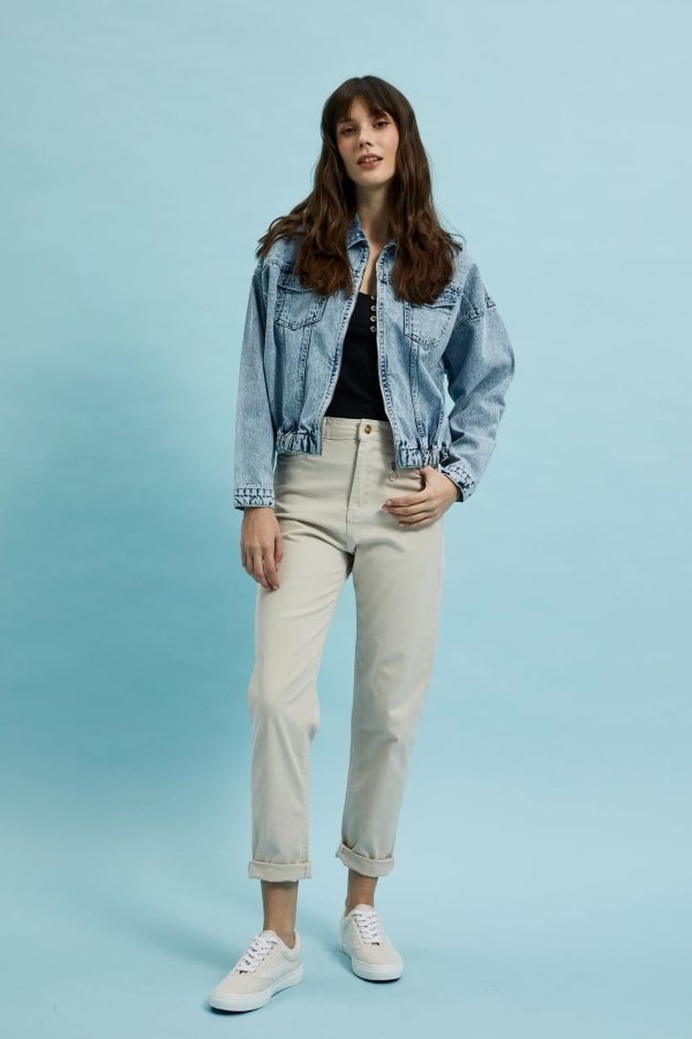 Kurtka jeansowa damska, niebieska, Moodo