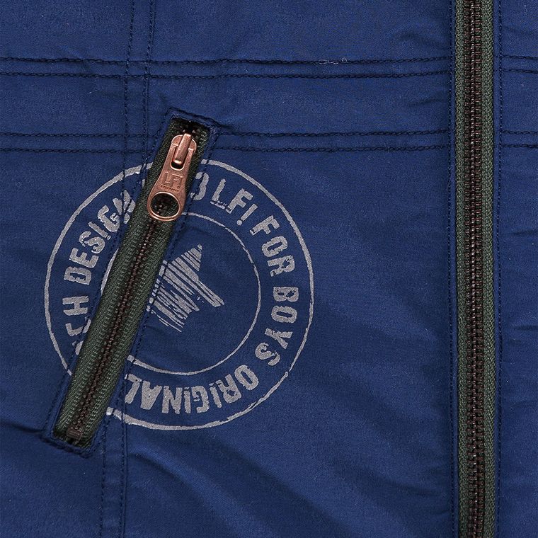 Kurtka jesienno-zimowa chłopięca z kapturem, niebieska, Lief