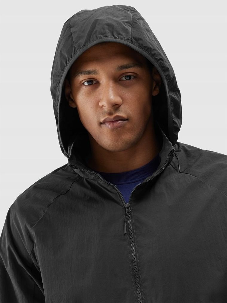 Kurtka męska z kapturem, czarna, 4F