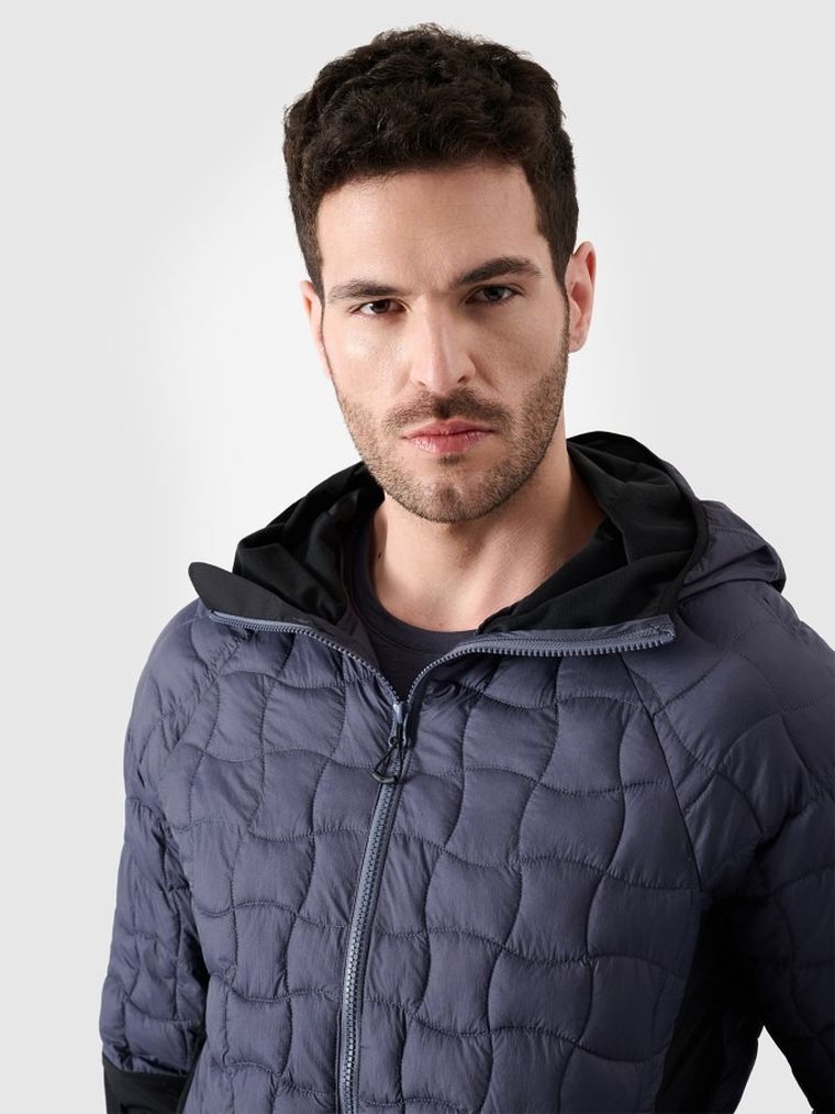 Kurtka męska z kapturem, granatowa, 4F