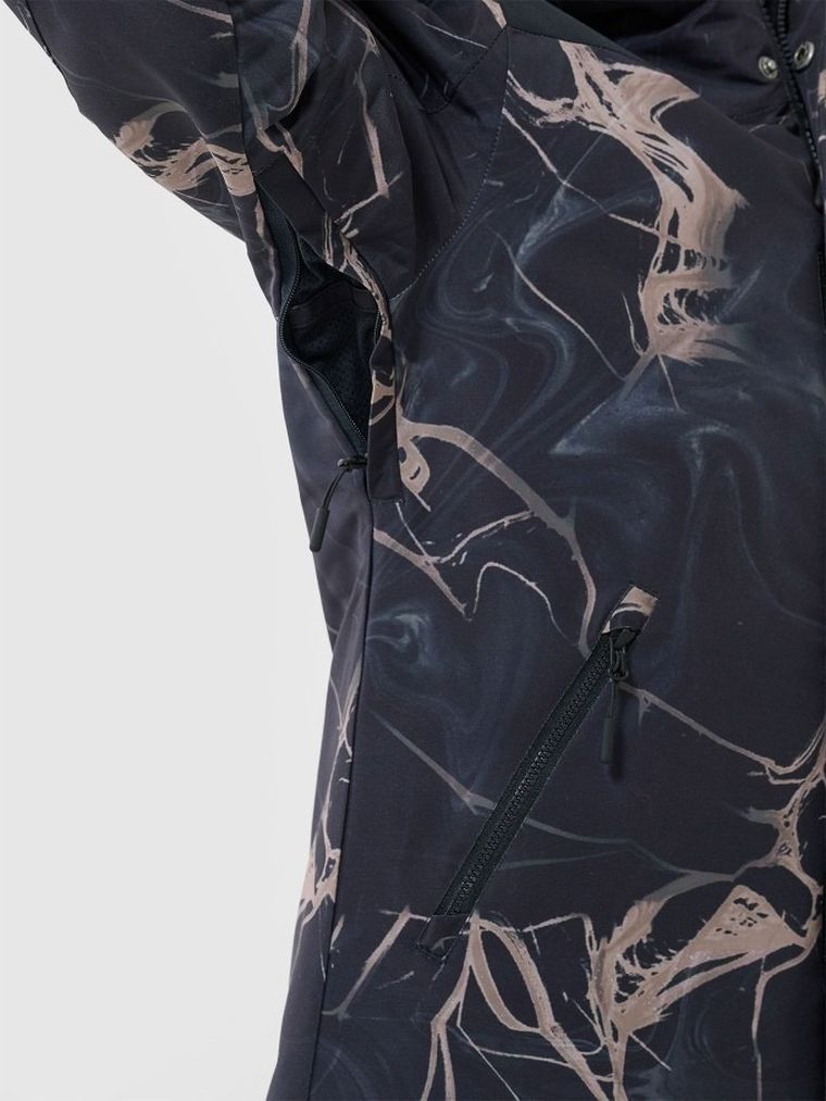 Kurtka narciarska chłopięca z kapturem, ocieplana, granatowa, 4F