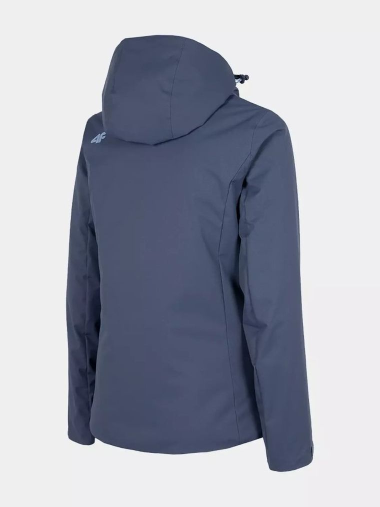 Kurtka narciarska damska z kapturem, niebieska, 4F