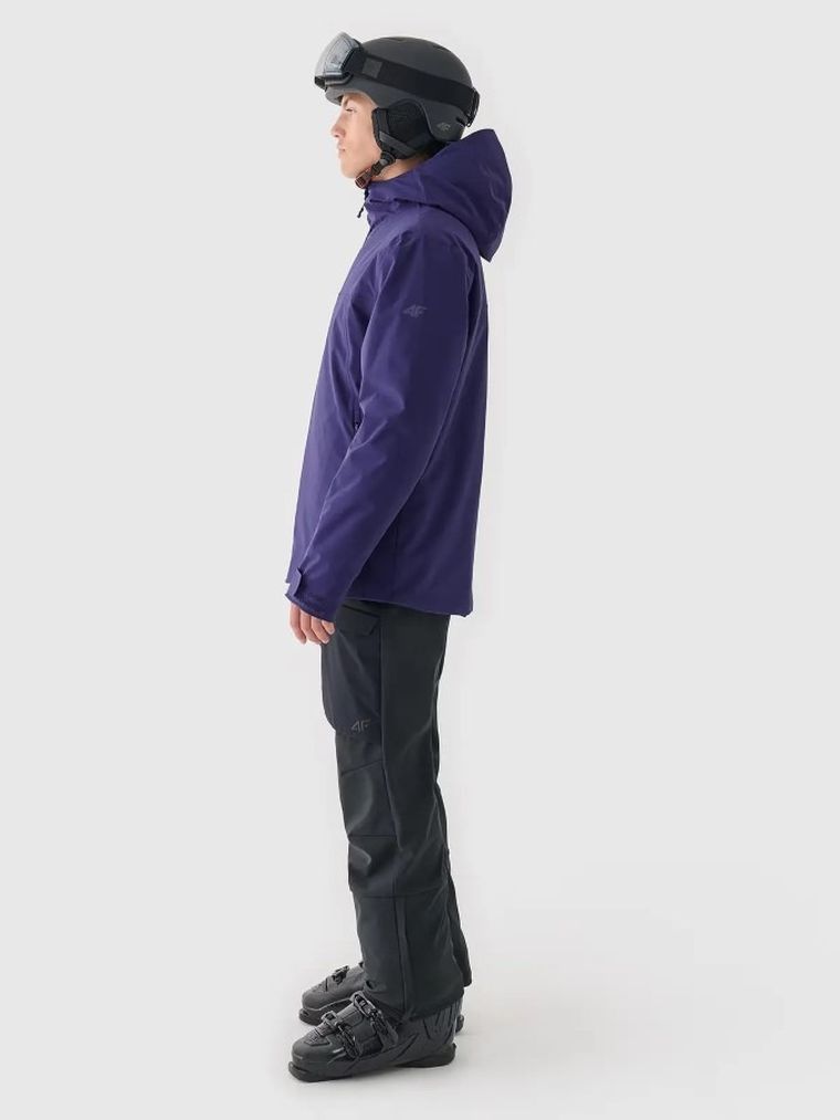 Kurtka narciarska męska z kapturem, ocieplana, granatowa, 4F