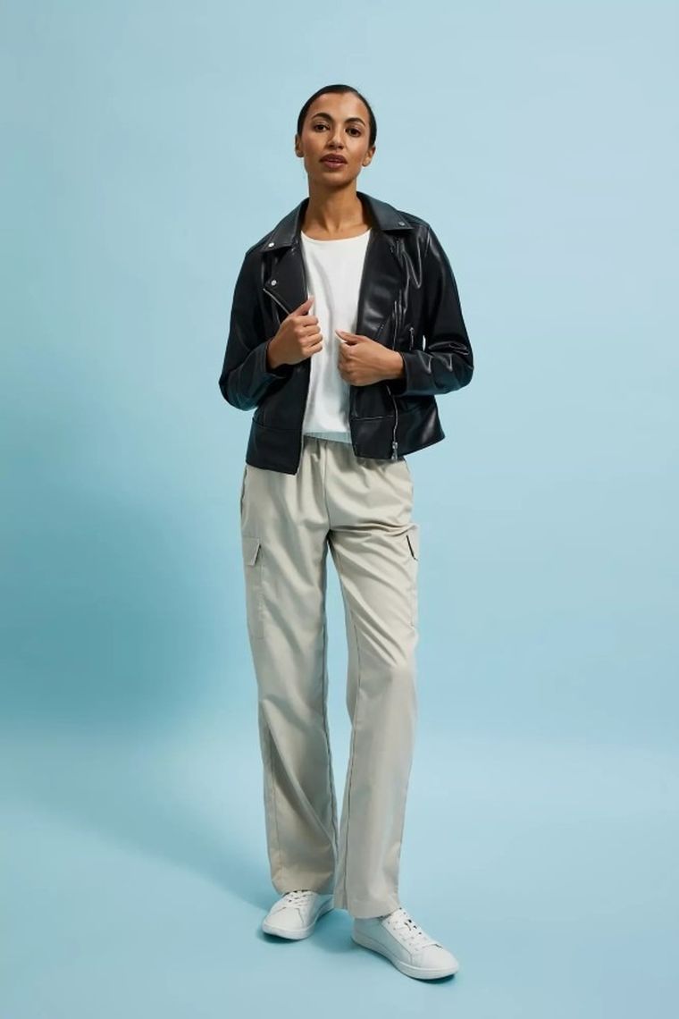 Kurtka ramoneska damska, czarna, Moodo