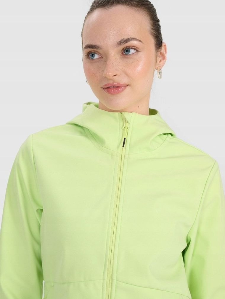 Kurtka softshell damska z kapturem, żółta, 4F