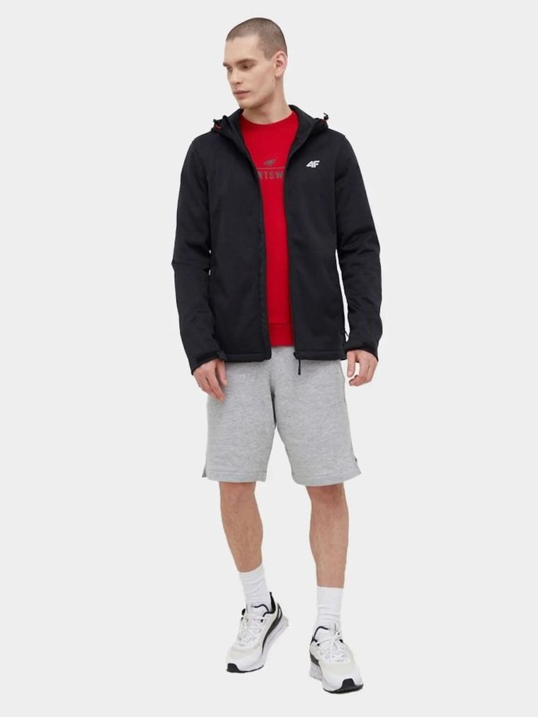 Kurtka softshell męska z kapturem, czarna, 4F