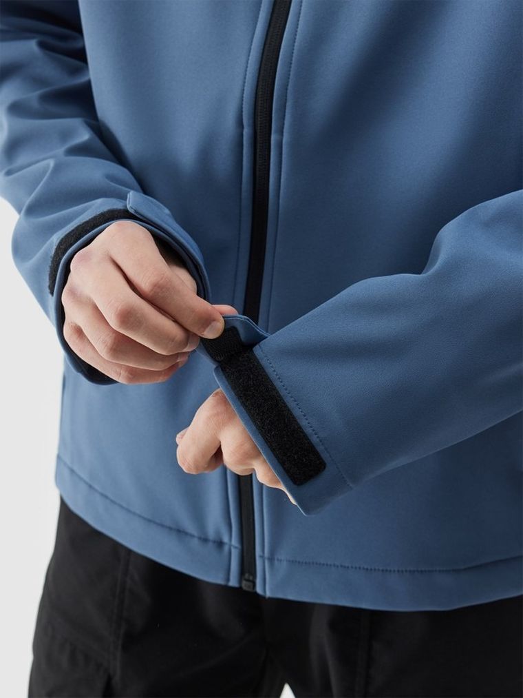 Kurtka softshell męska z kapturem, niebieska, 4F
