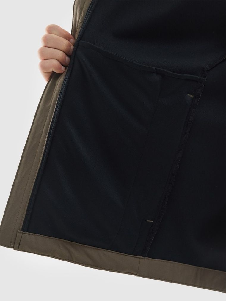 Kurtka softshell męska z kapturem, zielona, 4F