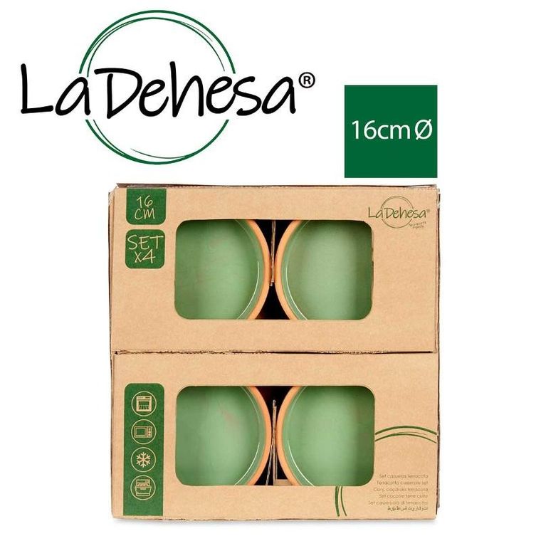La Dehesa, naczynia gliniane, miski ze szkliwionym wnętrzem, zielone