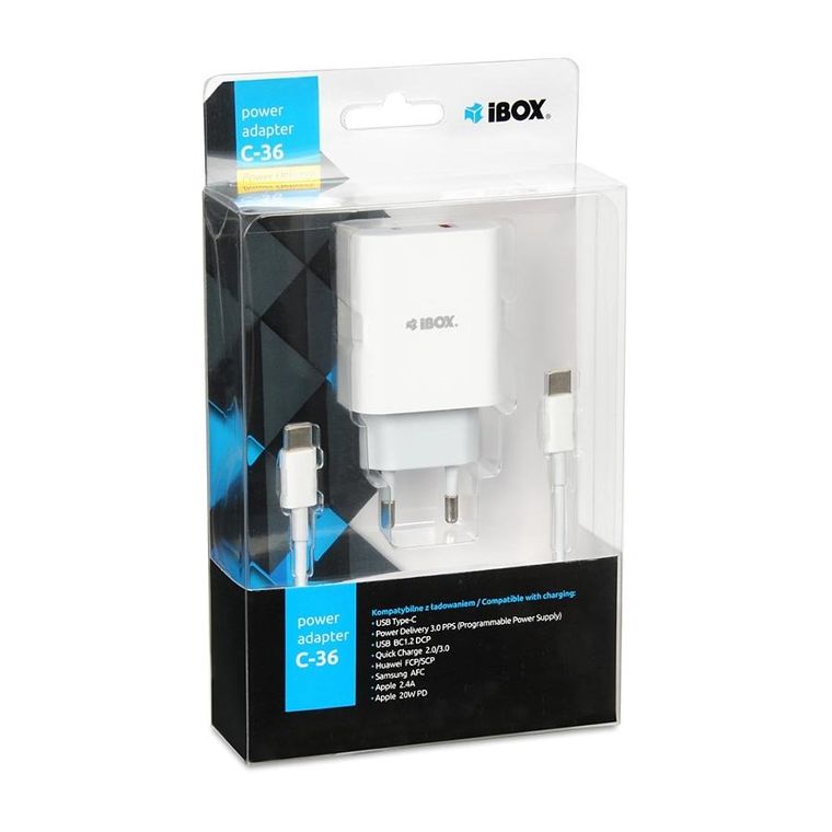 Ładowarka Sieciowa I-box C-36 Pd20w USB-c + USB-a