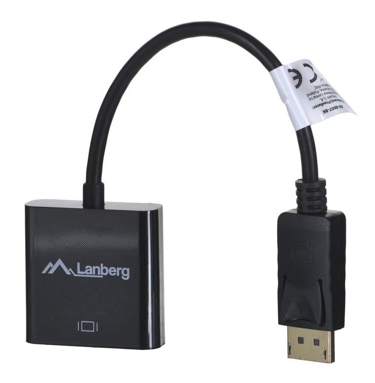 Lanberg, adapter, AD-0007-BK, DisplayPort M - DVI-D F, 0,10m, czarny