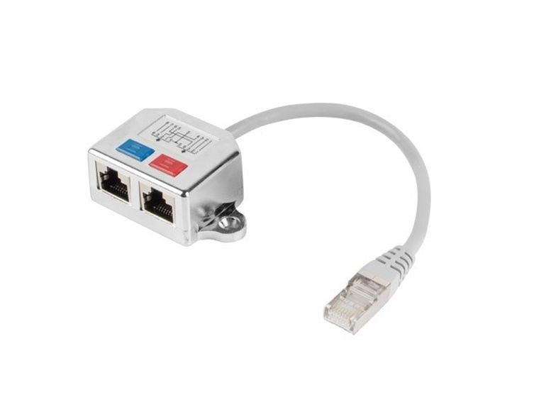 Lanberg, adapter, AD-0026-S, RJ45 M - 2 x RJ45 F, szary