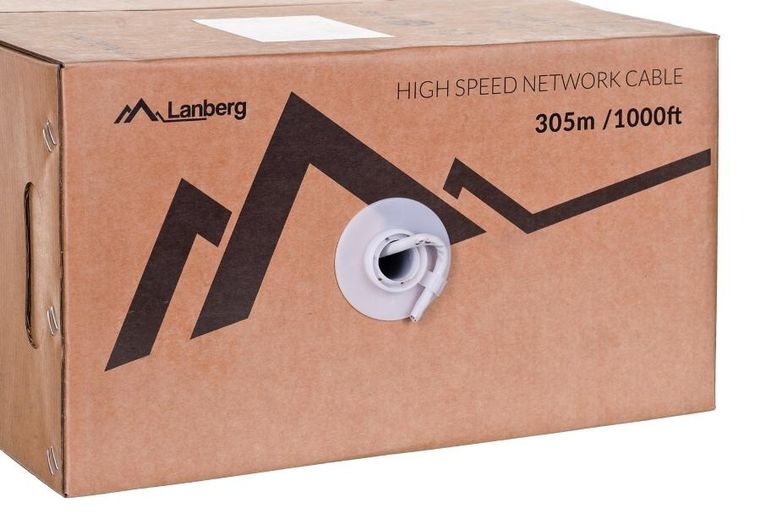 Lanberg, kabel sieciowy, LCU6-12CU-0305-S, UTP; 305m, kat. 6, szary