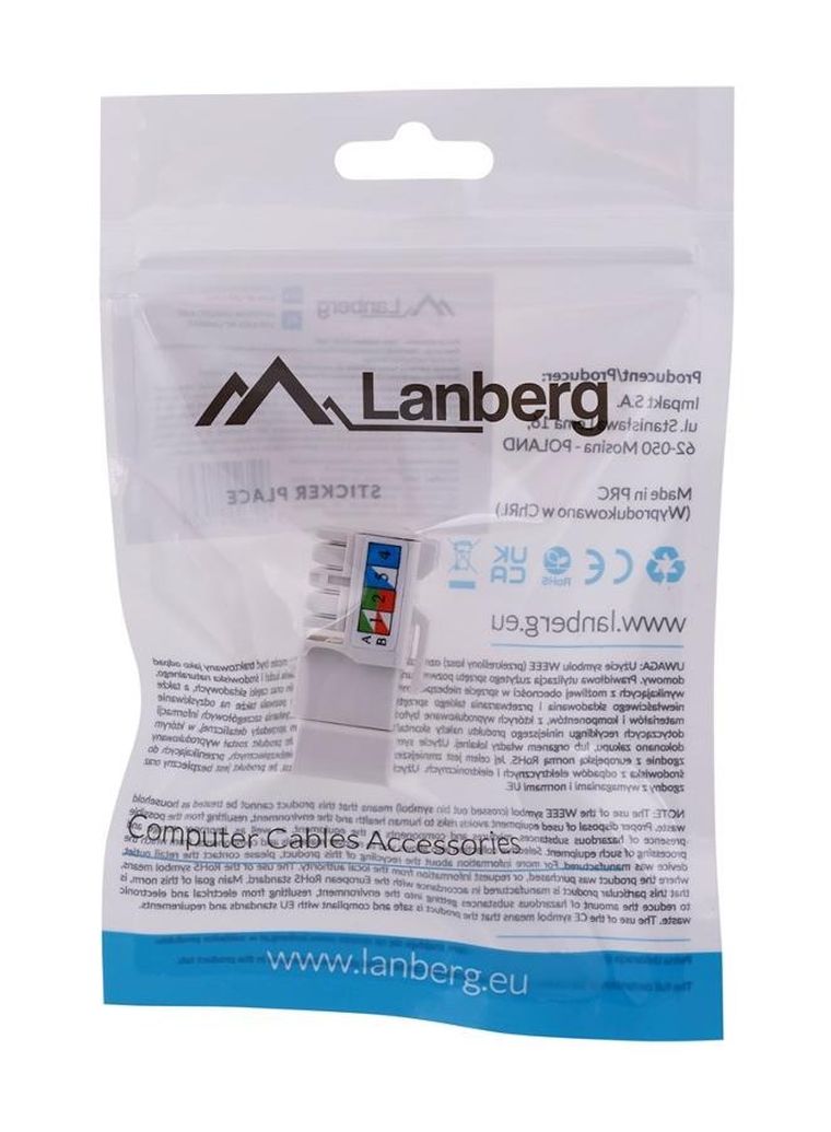 Lanberg, moduł keystone do puszki montażowej, KSU6-1090, kat. 6