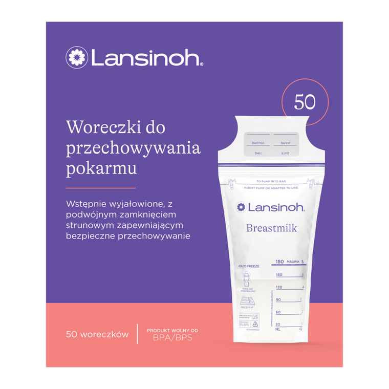 Lansinoh, Woreczki na pokarm, 50 szt.