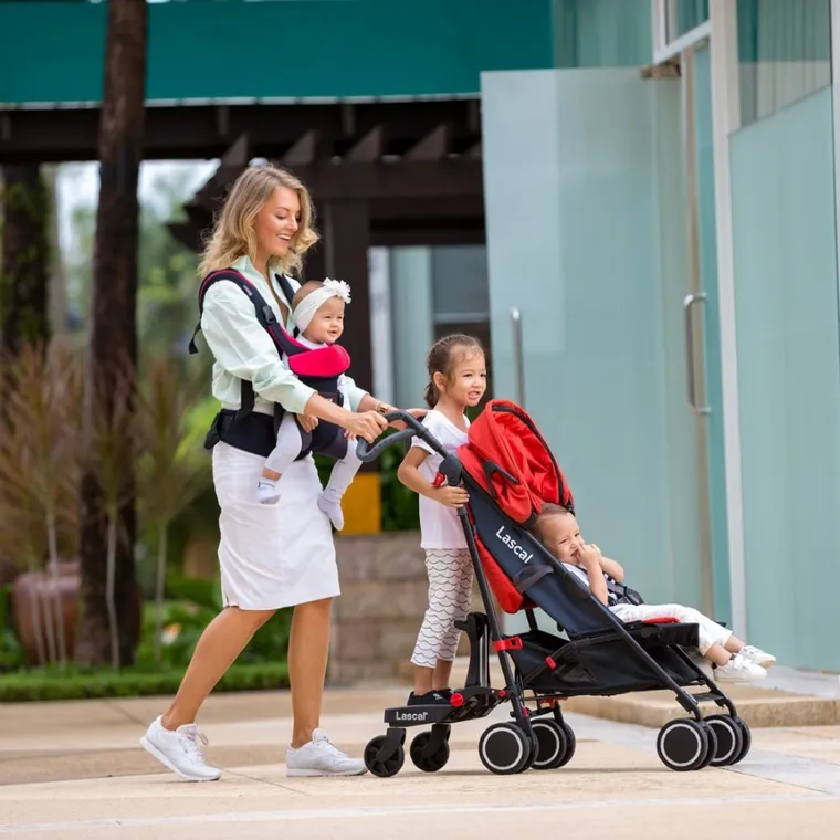 Lascal, BuggyBoard, zestaw Maxi+, dostawka do wózka z siedziskiem, czarny/czerwony