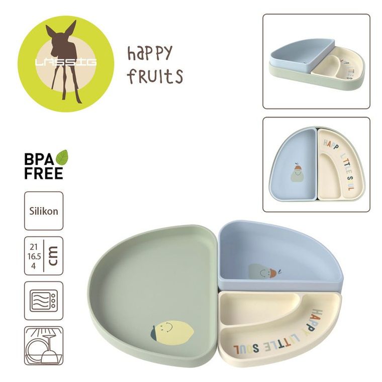 Lassig, Happy Fruit Lemon, zestaw silikonowych naczyń, 3 szt.