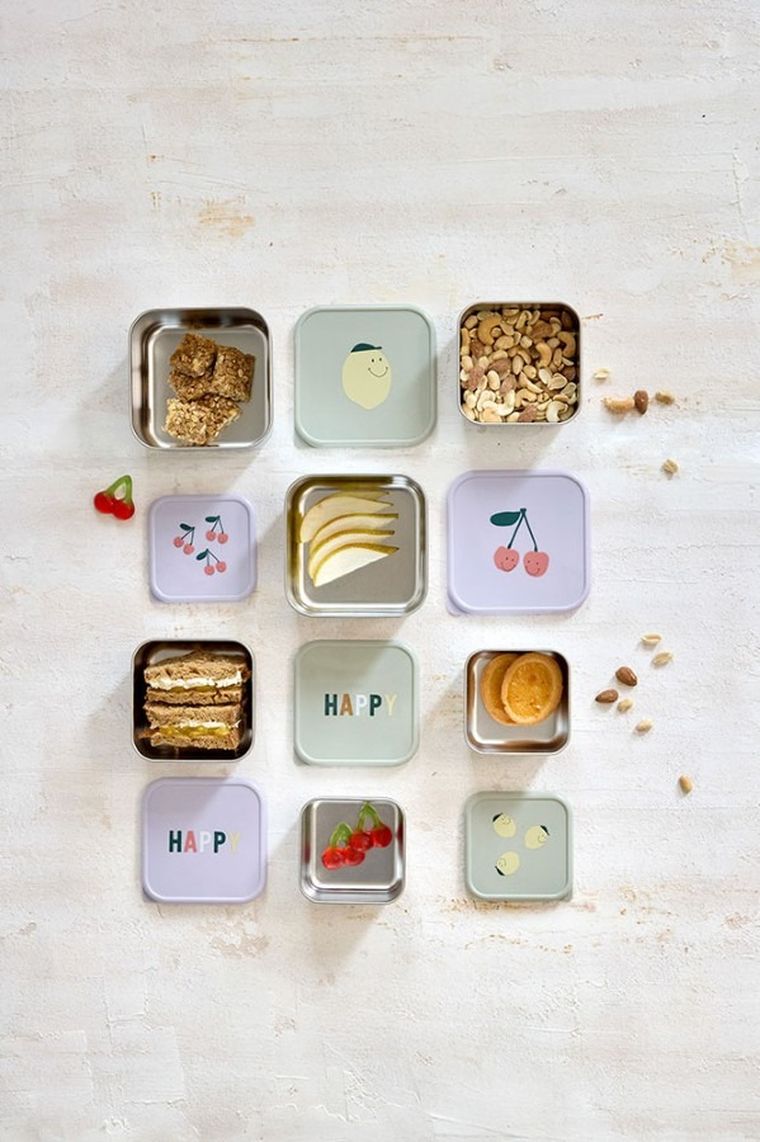 Lassig, Happy Fruits, Lemon, snackbox ze stali nierdzewnej, pojemnik na przekąski, 3 szt.