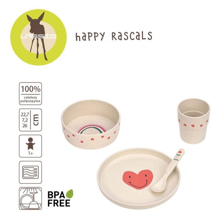 Lassig, Happy Rascals, komplet naczyń dla dzieci, Heart Lavender
