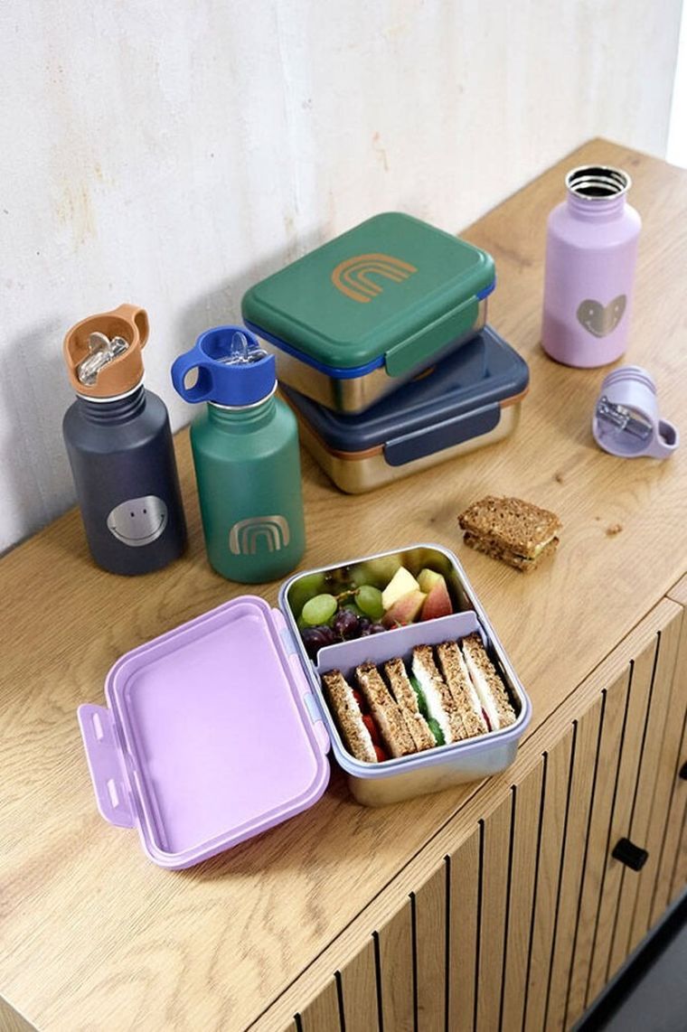 Lassig, Little Gang, lunchbox ze stali nierdzewnej, Heart Lilac