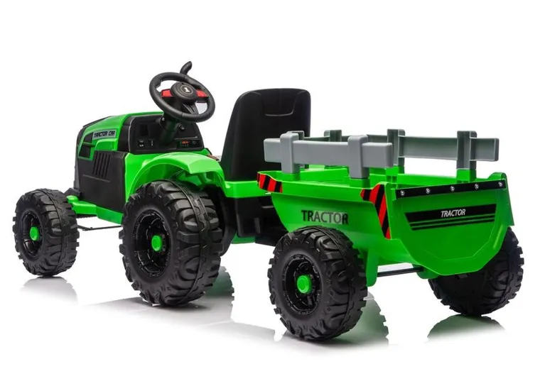 Lean Cars, traktor z przyczepą, pojazd na akumulator, CH9959B 24V, jasnozielony