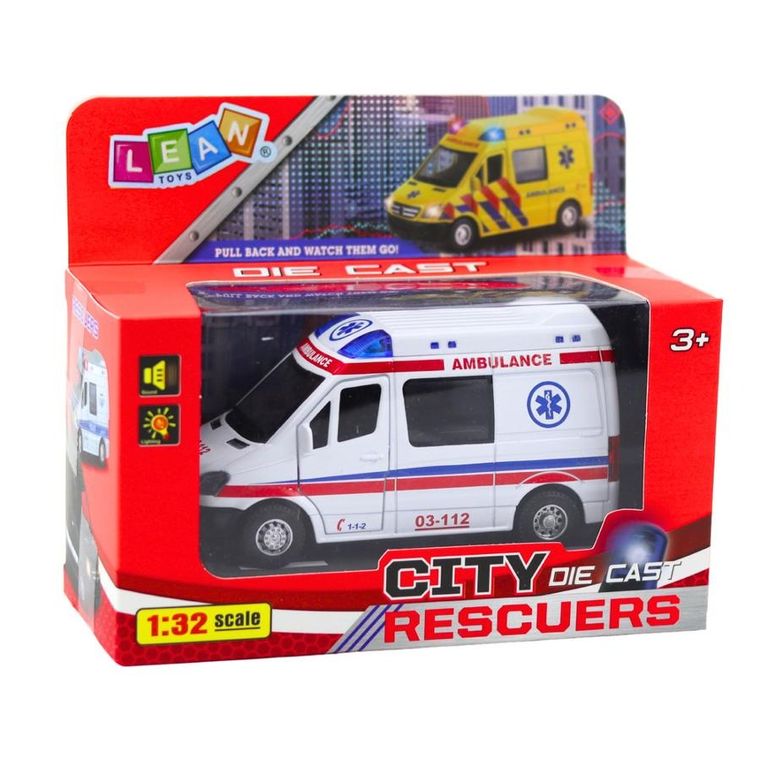 Lean Toys, ambulans, pojazd interaktywny, 1:32