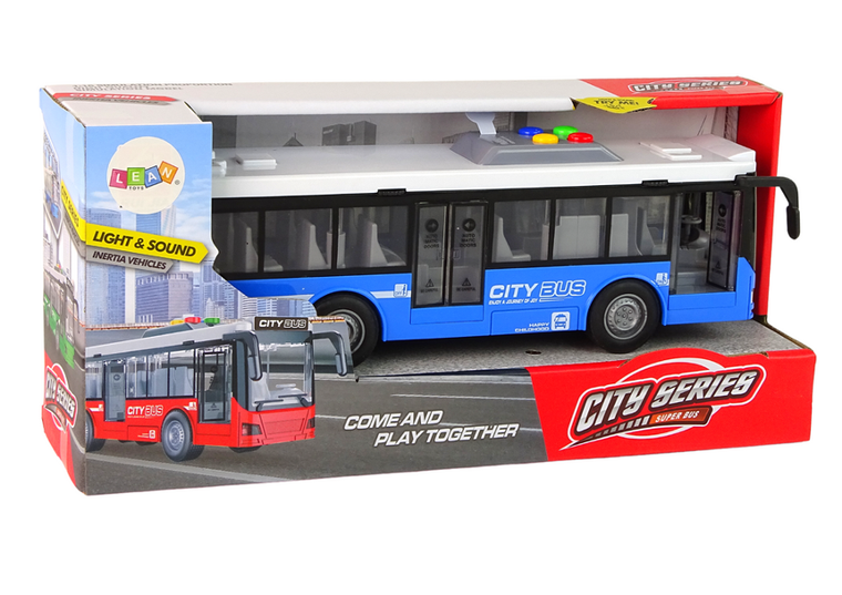 Lean Toys, autobus interaktywny, pojazd z napędem frykcyjnym, 1:16, niebieski