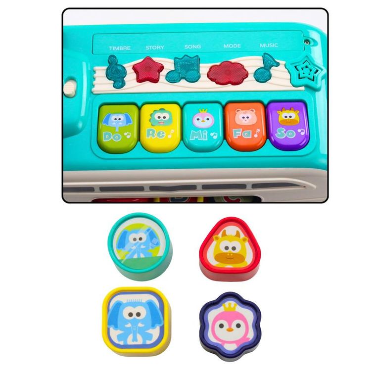 Lean Toys, autobus interaktywny, pojazd ze światłem i dźwiękiem, turkusowy