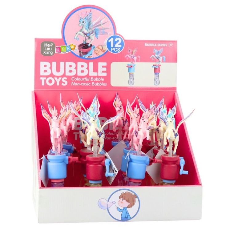 Lean Toys, bańki mydlane, jednorożec z ruchomymi skrzydłami, 23 cm, 1 szt.