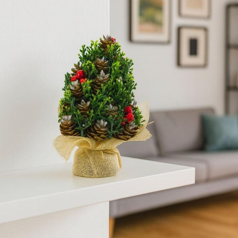 Lean Toys, choinka ozdobna, z jarzębiną, szyszkami, 17-10 cm