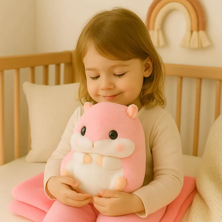 Lean Toys, chomik, maskotka z kocykiem, różowy, 90-100 cm