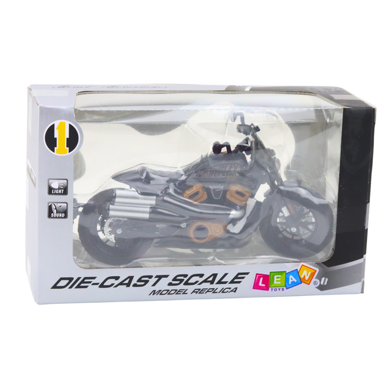 Lean Toys, Chopper, motocykl, pojazd interaktywny, czarno-złoty, 1:12