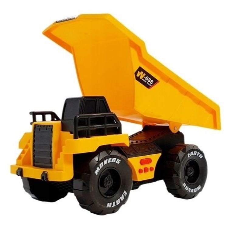 Lean Toys, ciężarówka wywrotka, pojazd budowlany, żółty