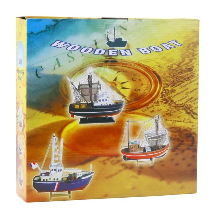 Lean Toys, Dekoracyjny Statek Kuter Rybacki, czerwony, 30-26 cm