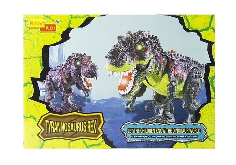Lean Toys, dinozaur tyranozaur rex, figurka interaktywna, brązowy