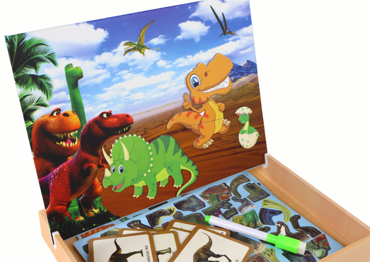 Lean Toys, Dinozaury, edukacyjne puzzle magnetyczne