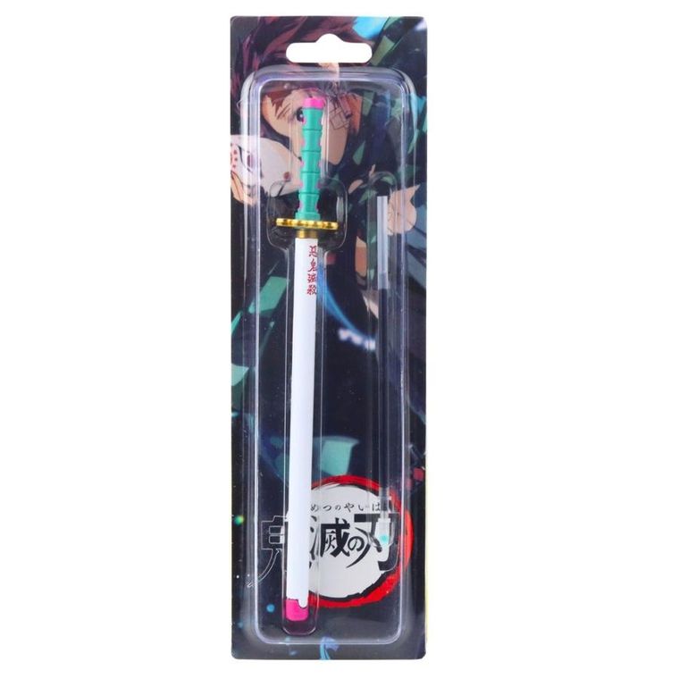 Lean Toys, długopis metalowy, miecz katana anime, czarny z wymiennym wkładem, turkus
