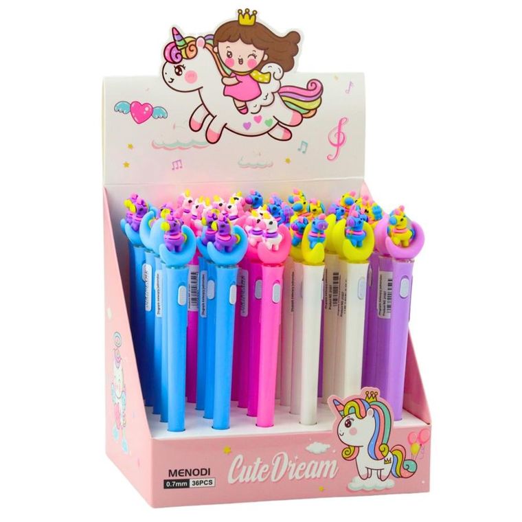 Lean Toys, długopis świecący, jednorożec na księżycu, niebieski, 0.7 mm, 1 szt.